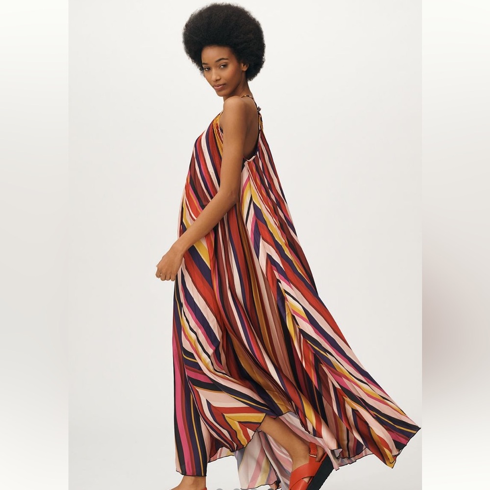 New FARM Rio Pleated Sleeveless Pleated Midi Dress - Picture 3 of 4